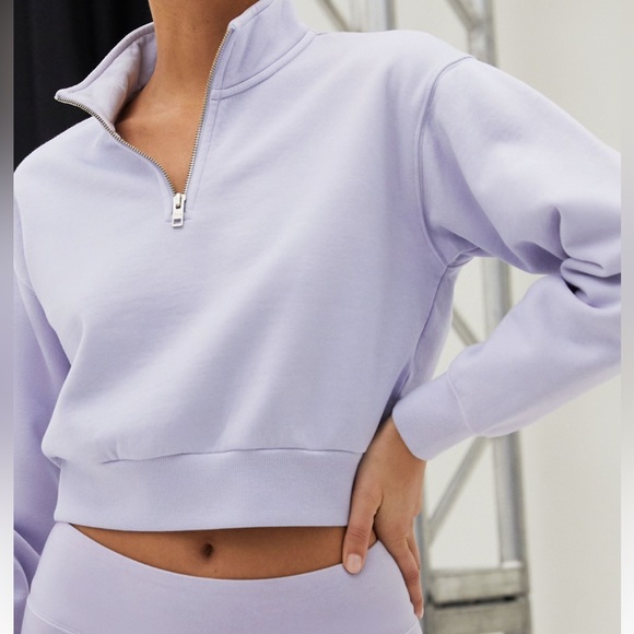 TNA Cozy Fleece Cropped 1/4 Zip Sweatshirt - Picture 8 of 12